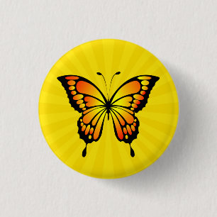 Vlinder Rood Geel Insect Illustratie-20285 T-S Ronde Button 3,2 Cm