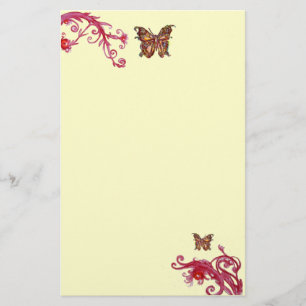 VLINDER, rood roze crème Briefpapier
