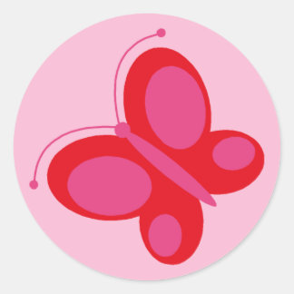 Vlinder [rood + roze] ronde sticker