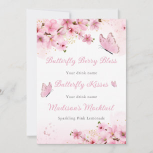 Vlinder roze baby shower kaart