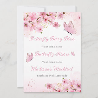 Vlinder roze baby shower kaart