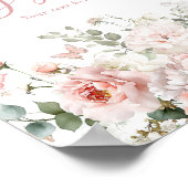 Vlinder Roze Bloemen Baby shower Custom Sign Poster (Hoek)