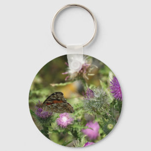 Vlinder roze doorn foto sleutelhanger