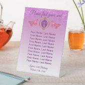 Vlinder & Roze Glitter Tafel Nummer Bord Reclamebord Met Voetstuk (Insitu)