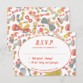 Vlinder Roze Groen Bruiloft RSVP Informatiekaartje (Voorkant / Achterkant)