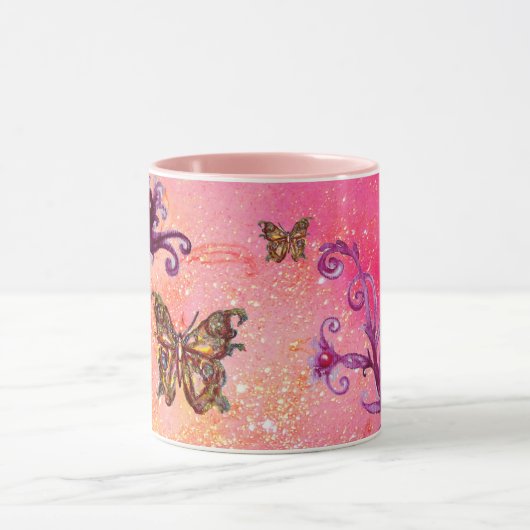 VLINDER ROZE SPARKLES, FUCHSIA PAARSE BLOEM MOK (Midden)