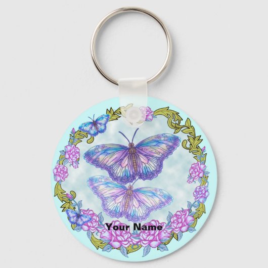 Vlinder Rozen sleutelhanger (Voorkant)