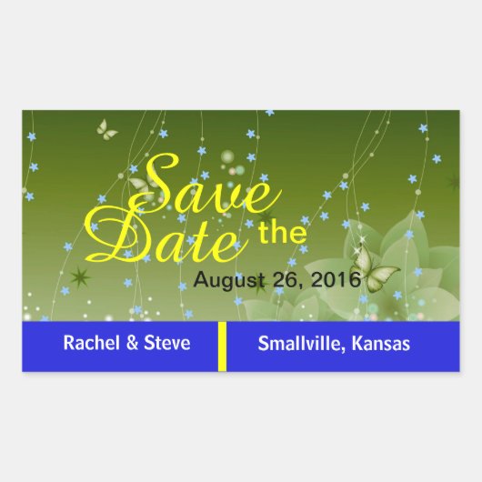 Vlinder Save the Date Groene Stickers (Voorkant)
