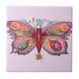 Vlinder sigaar Antiek schilderij Adverteren Tegeltje