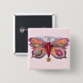 Vlinder sigaar Antiek schilderij Adverteren Vierkante Button 5,1 Cm (Voorkant /achterkant)