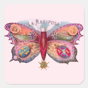 Vlinder sigaar Antiek schilderij Adverteren Vierkante Sticker