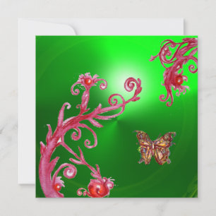 VLINDER SMAARAGDGROEN helder roze, rood Kaart
