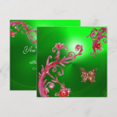 VLINDER  SMARAGD GROEN helroze, rood Kaart (Voorkant / Achterkant)