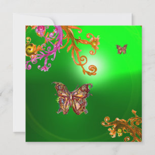 VLINDER SMARAGDGROEN, helder roze geel bruin Kaart