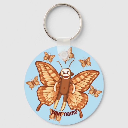 Vlinder Sock Monkey-sleutelhanger Sleutelhanger (Voorkant)