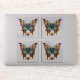 Vlinder Steampunk Blauw Brons Gear vlinders Sticker
