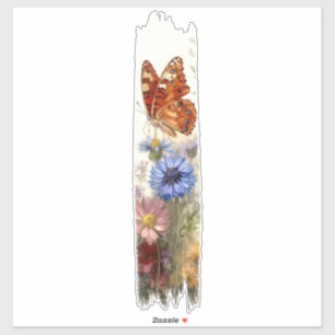 Vlinder tussen wilde bloemen penseelstreekverf sticker