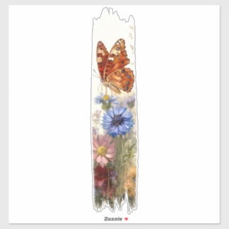 Vlinder tussen wilde bloemen penseelstreekverf sticker
