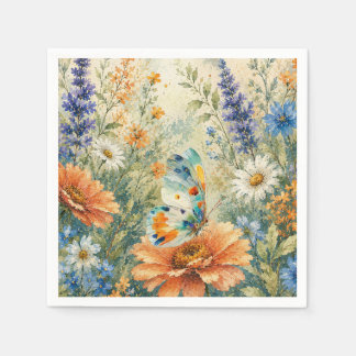 Vlinder Tussen Wilde Bloemen Servet