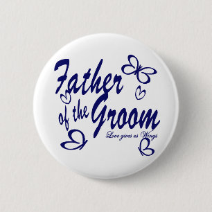 Vlinder / vader van de bruidegom ronde button 5,7 cm