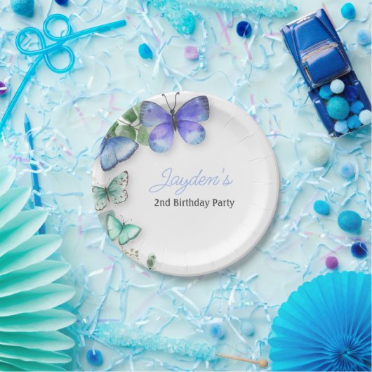 vlinder verjaardag uitnodigen, vlinder verjaardag, papieren bordje (Feest)