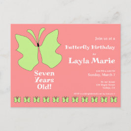 Vlinder Verjaardagsfeestje Zeven Jaar Oud Briefkaart