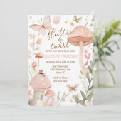 Vlinder verjaardagsuitnodiging Roze fee verjaardag Kaart (Staand voorkant)