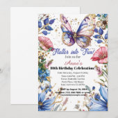  vlinder verjaardagsuitnodigingsontwerp kaart (Voorkant / Achterkant)