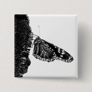 vlinder verlegen zwart vierkante button 5,1 cm