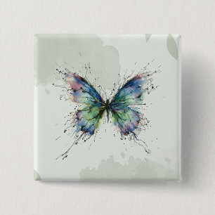 Vlinder Vierkante Button 5,1 Cm