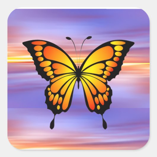 Vlinder vierkante sticker (Voorkant)