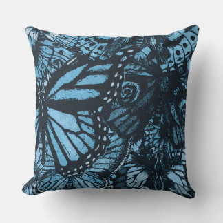 Vlinder Vleugels Patroon Moody Blue Esthetisch Kussen