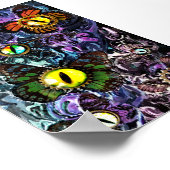 Vlinder vliegende ogen met uurwerk print poster (Hoek)