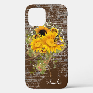 vlinder voor zonnebloemen iPhone 12 hoesje