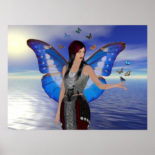 Vlinder Vrouw Poster (Voorkant)