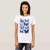 Vlinder Waterverf blauw T-shirt (Voorkant volledig)