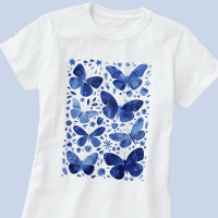 Vlinder Waterverf blauw T-shirt