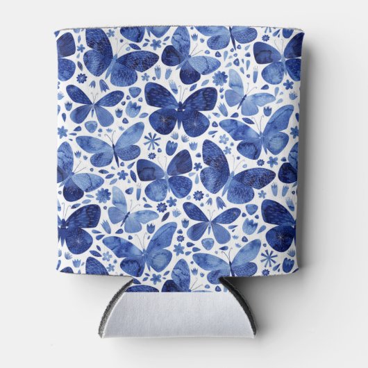 Vlinder Waterverf Blauwe Koelbox Blikjeskoeler (Voorkant)
