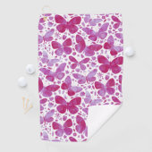 Vlinder Waterverf Magenta Hot Pink Golfhanddoek (Insitu)