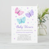 Vlinder Waterverf Paarse Aqua Baby shower Kaart (Staand voorkant)