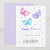 Vlinder Waterverf Paarse Aqua Baby shower Kaart (Voorkant / Achterkant)