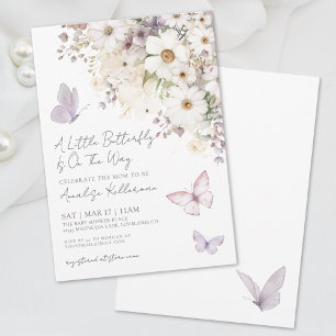 Vlinder Wilde Bloem Baby Shower Kaart