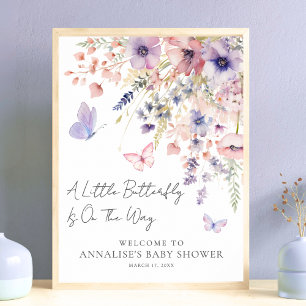 Vlinder Wilde Bloem Baby Shower Poster