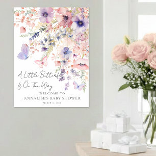 Vlinder Wilde Bloem Baby Shower Welkomstbord Poster
