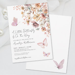 Vlinder Wilde Bloem Boho Baby Shower Kaart