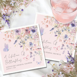 Vlinder Wilde Bloem Roze Bruiloft Feest Servet