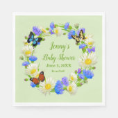Vlinder Wilde Bloemen Baby Shower Papieren Servett Servet (Voorkant)