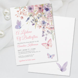 Vlinder Wilde Bloemen Bruidsdiner Kaart