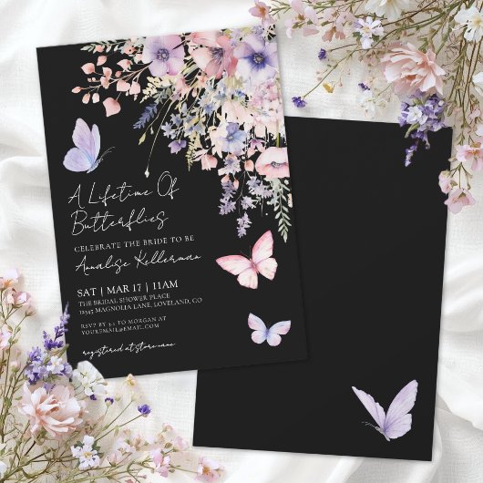 Vlinder Wilde Bloemen Bruidsdiner Kaart