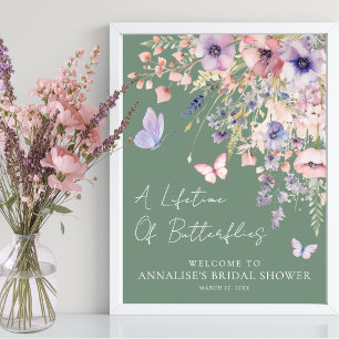 Vlinder Wilde Bloemen Bruidsdiner Poster